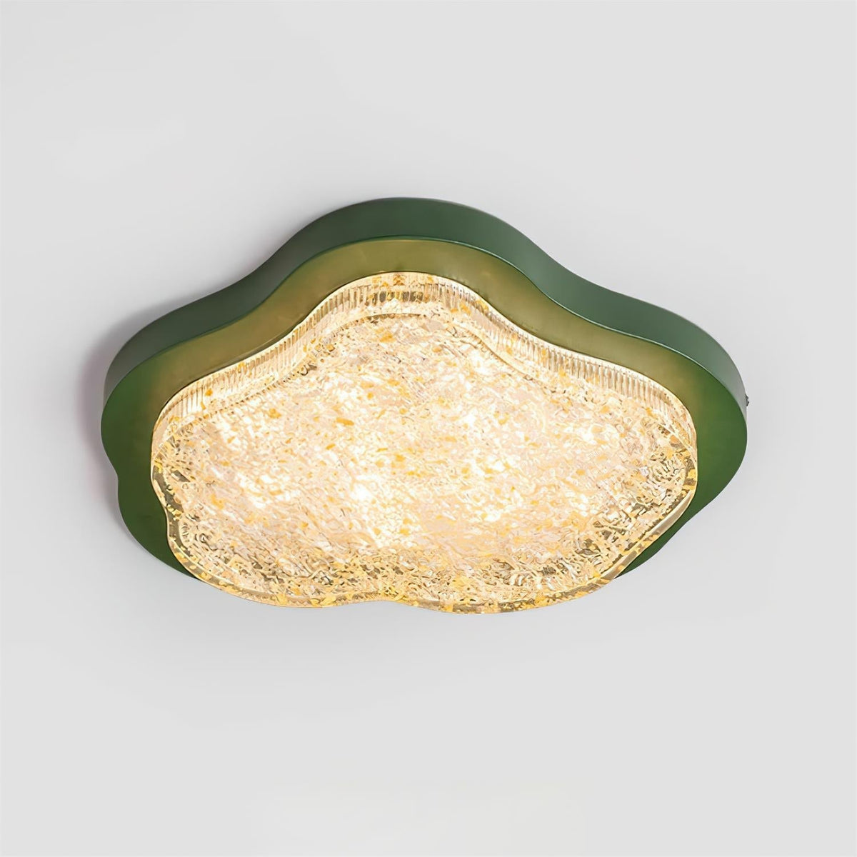 Ceiling Light Irregular Shape Resin Gold Leaf Modern Artistic Green