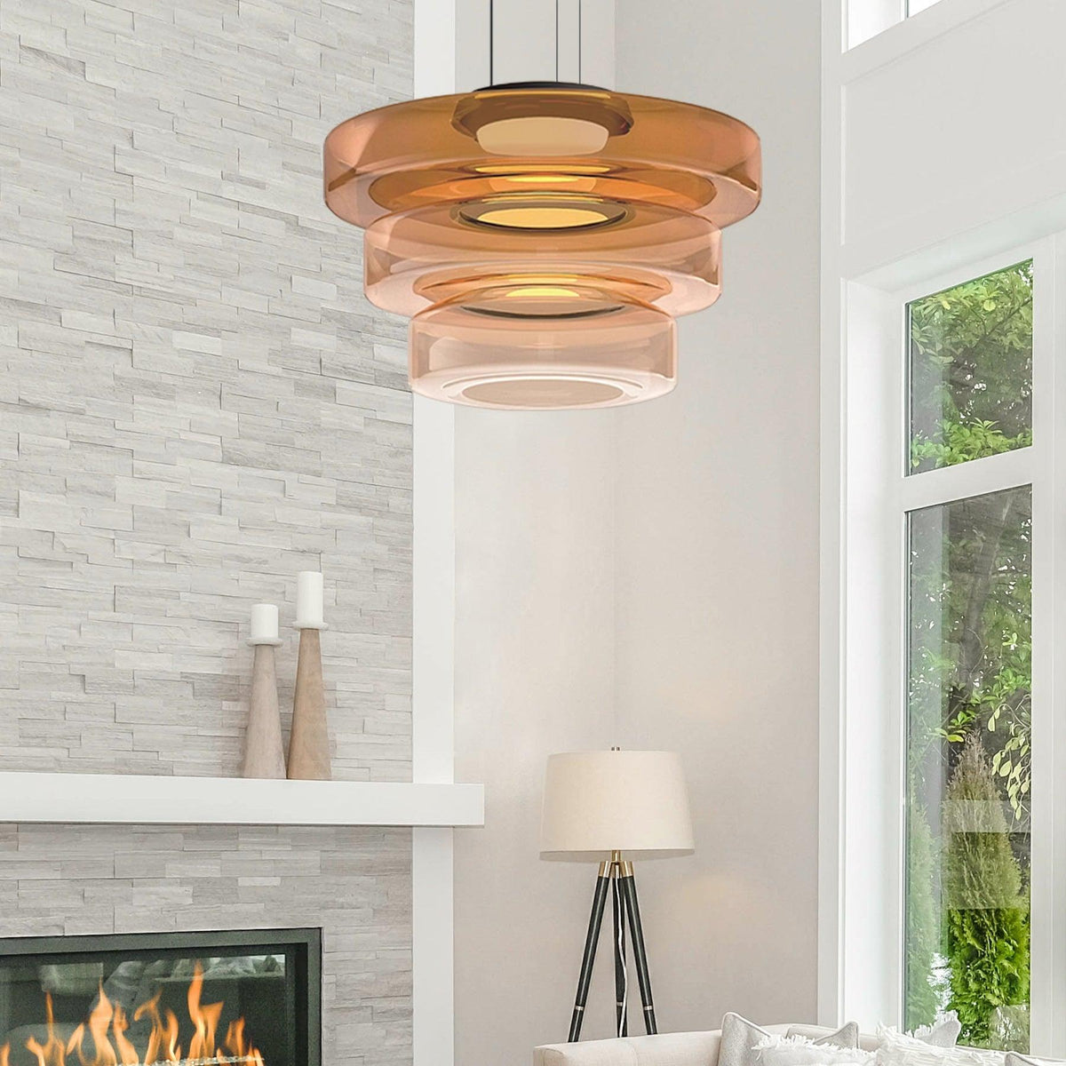 Lioralaine Pendant Lamp Glass Circles Multi-Level