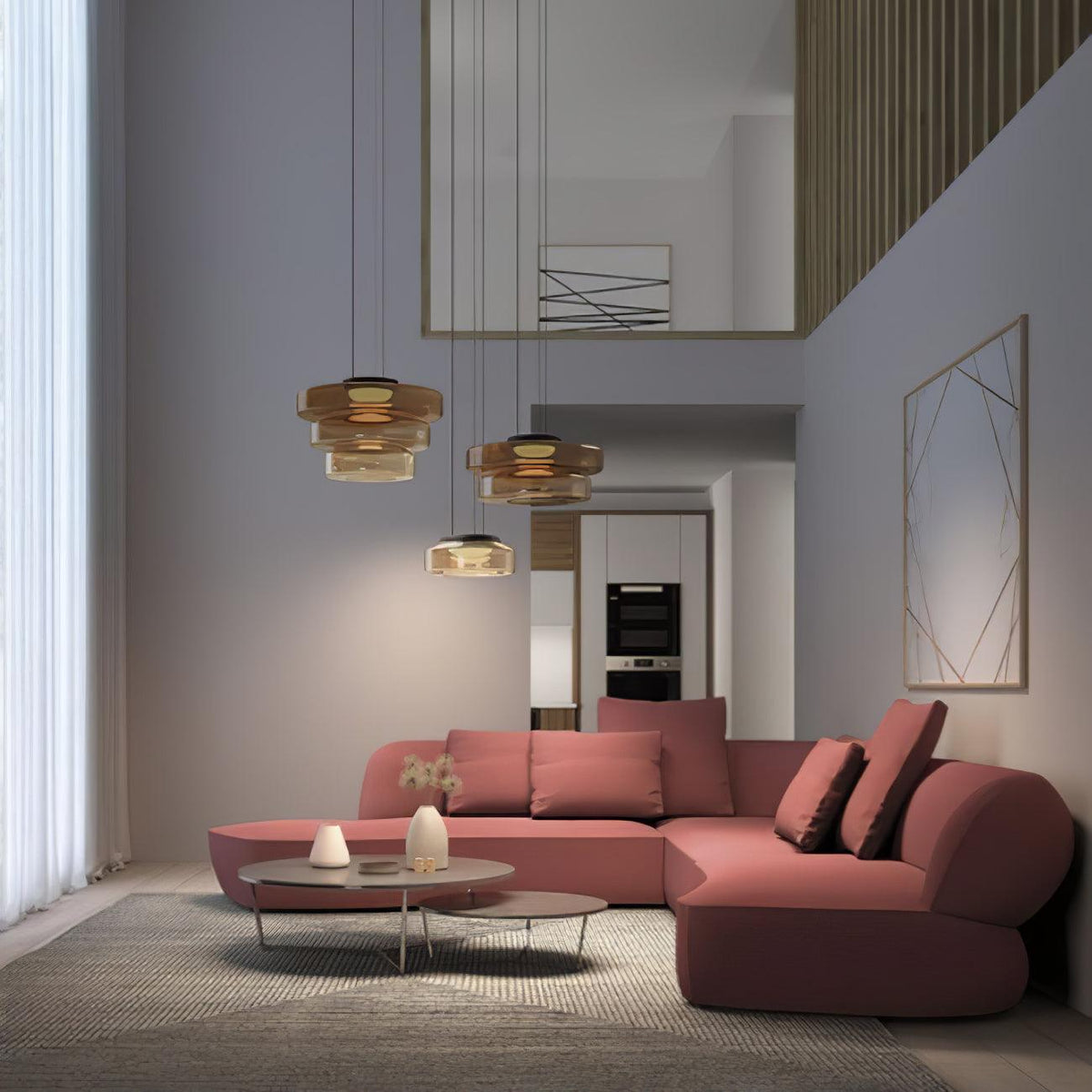 Lioralaine Pendant Lamp Glass Circles Multi-Level