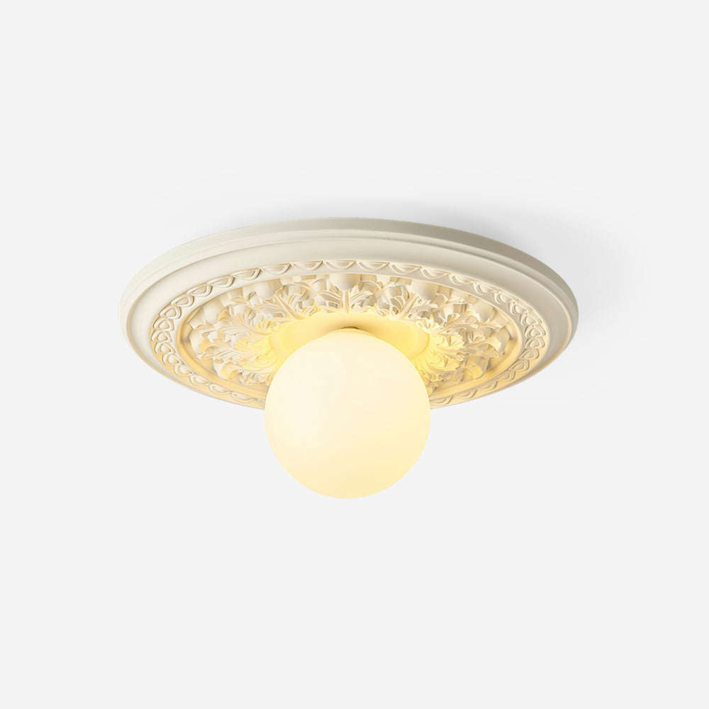 Elya Vintage Carved Ceiling Light with Globe Shade