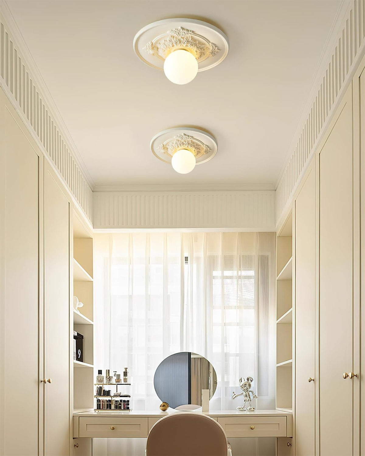 Elya Vintage Carved Ceiling Light with Globe Shade