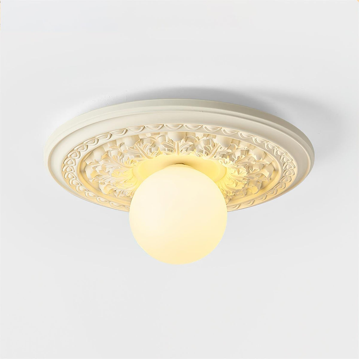 Elya Vintage Carved Ceiling Light with Globe Shade