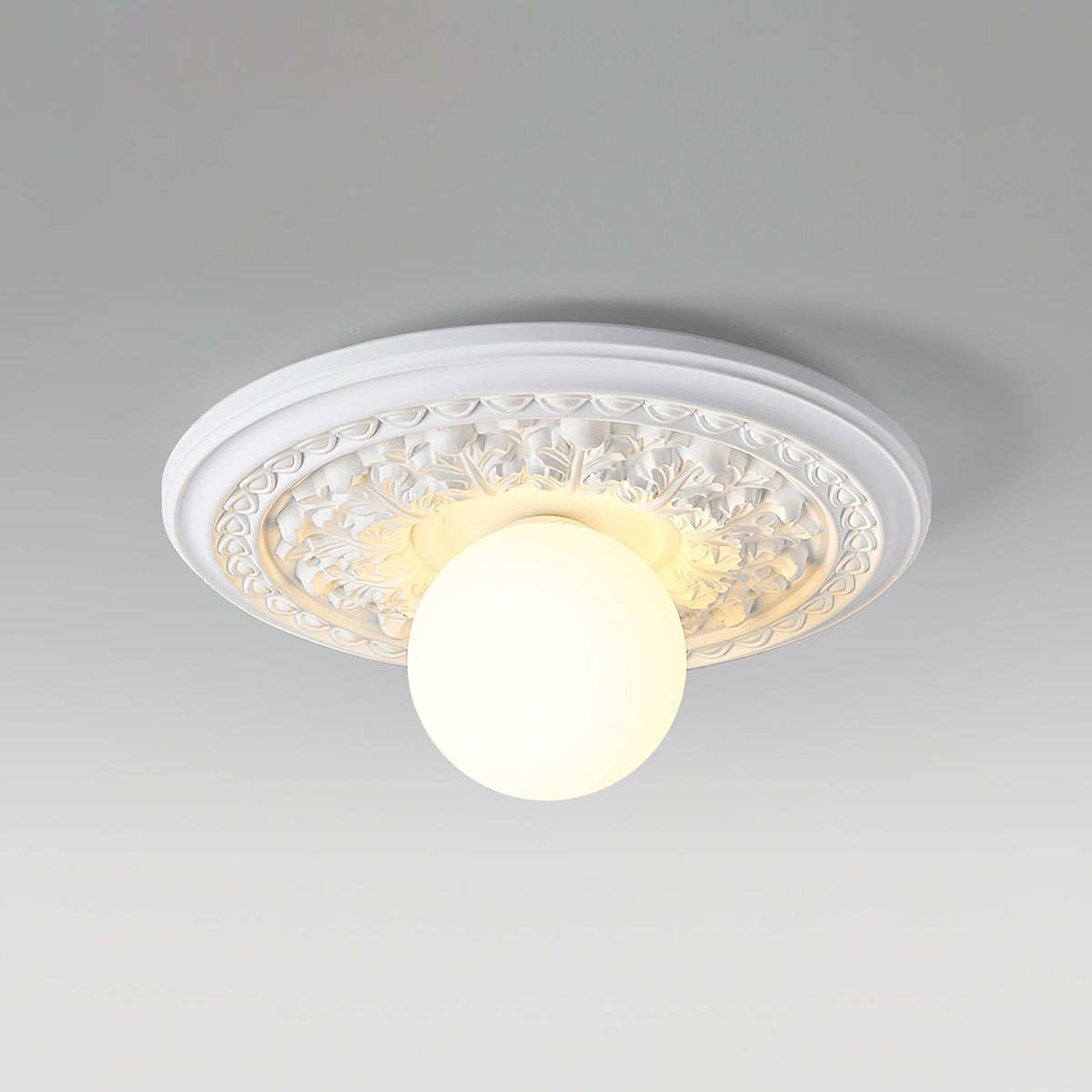 Elya Vintage Carved Ceiling Light with Globe Shade