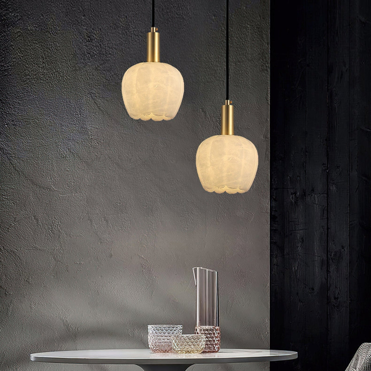Topisor Pendant Light Flower-shaped Alabaster