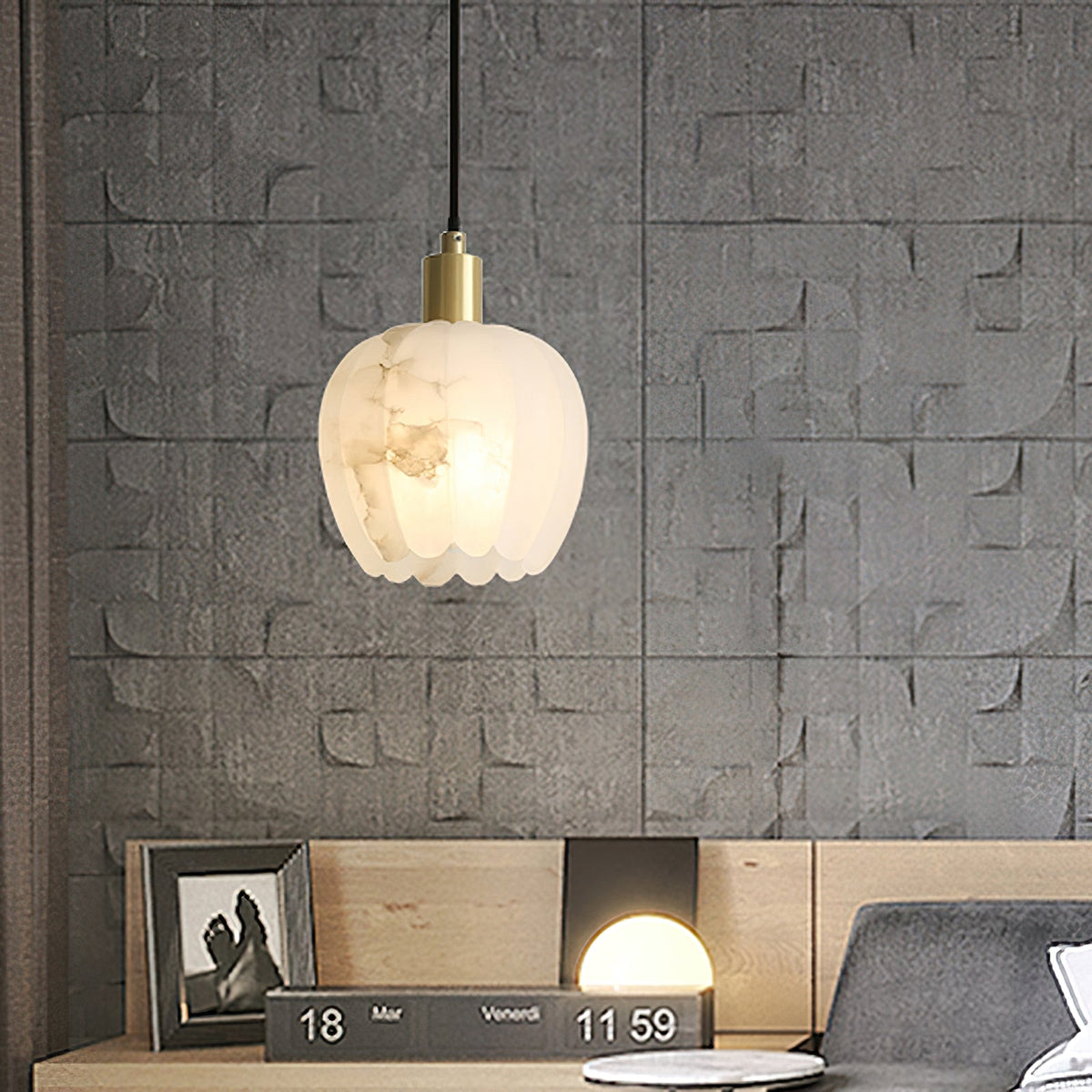 Topisor Pendant Light Flower-shaped Alabaster