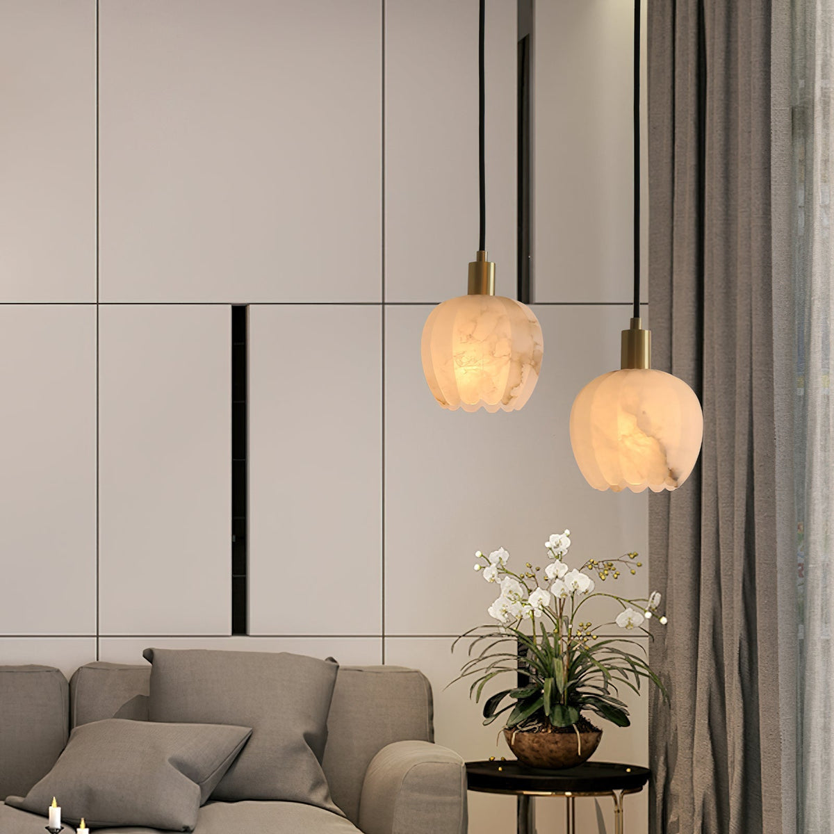 Topisor Pendant Light Flower-shaped Alabaster