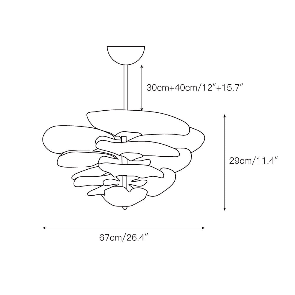 Resovon Chandelier Glass Contemporary Leaf Layered