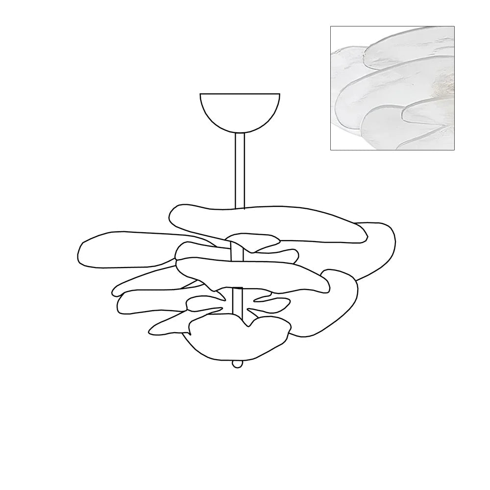 Resovon Chandelier Glass Contemporary Leaf Layered