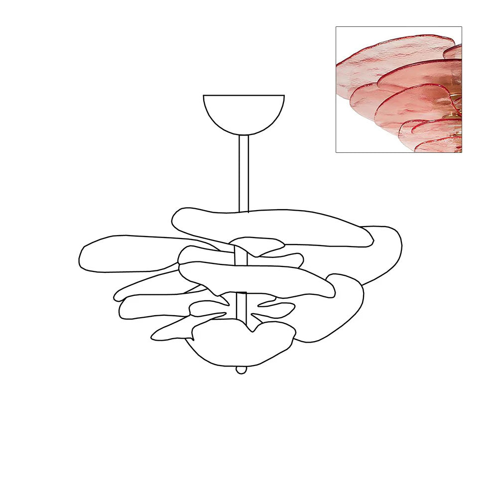 Resovon Chandelier Glass Contemporary Leaf Layered
