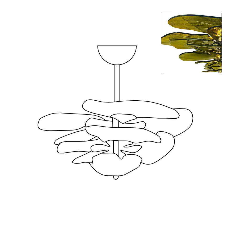 Resovon Chandelier Glass Contemporary Leaf Layered