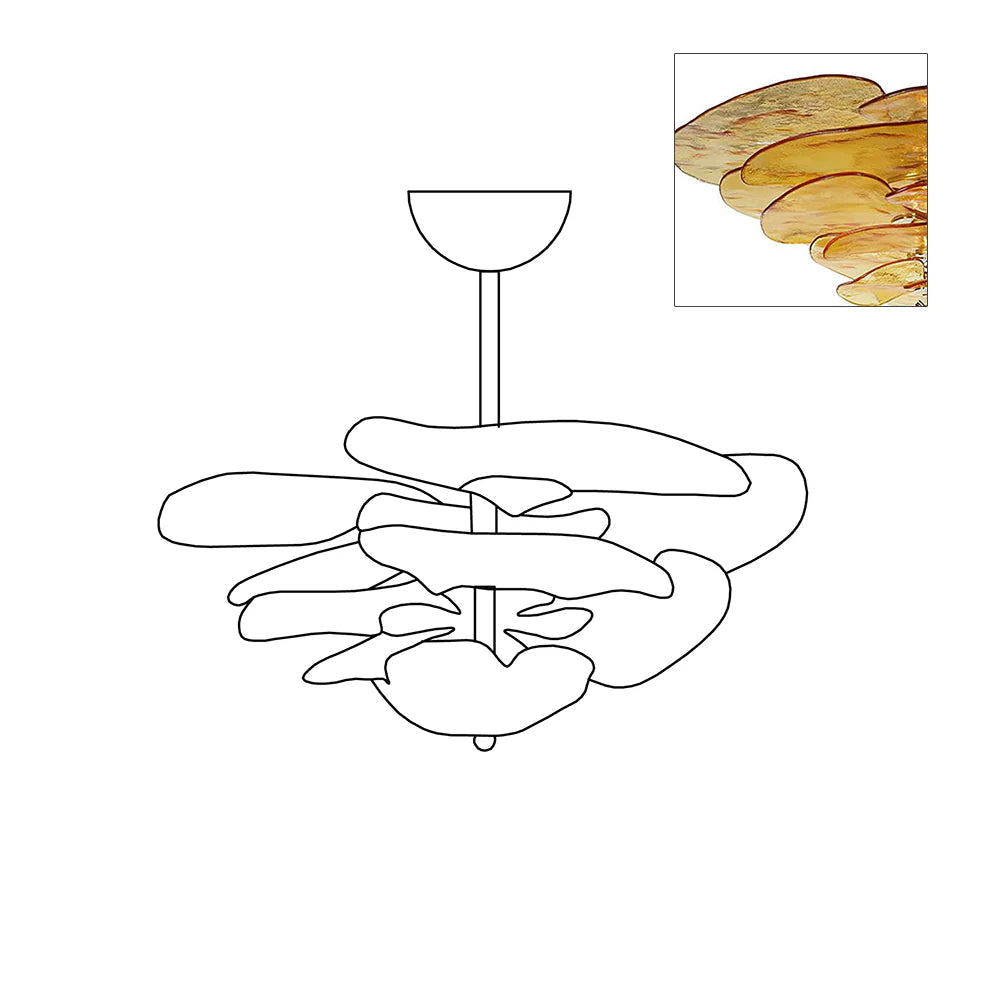 Resovon Chandelier Glass Contemporary Leaf Layered