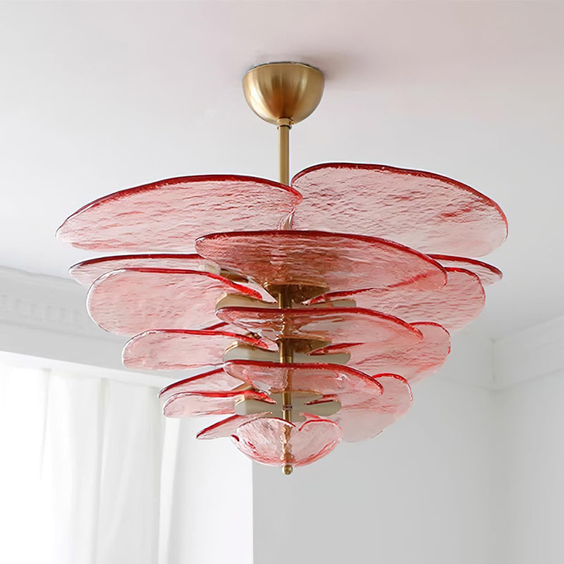 Resovon Chandelier Glass Contemporary Leaf Layered