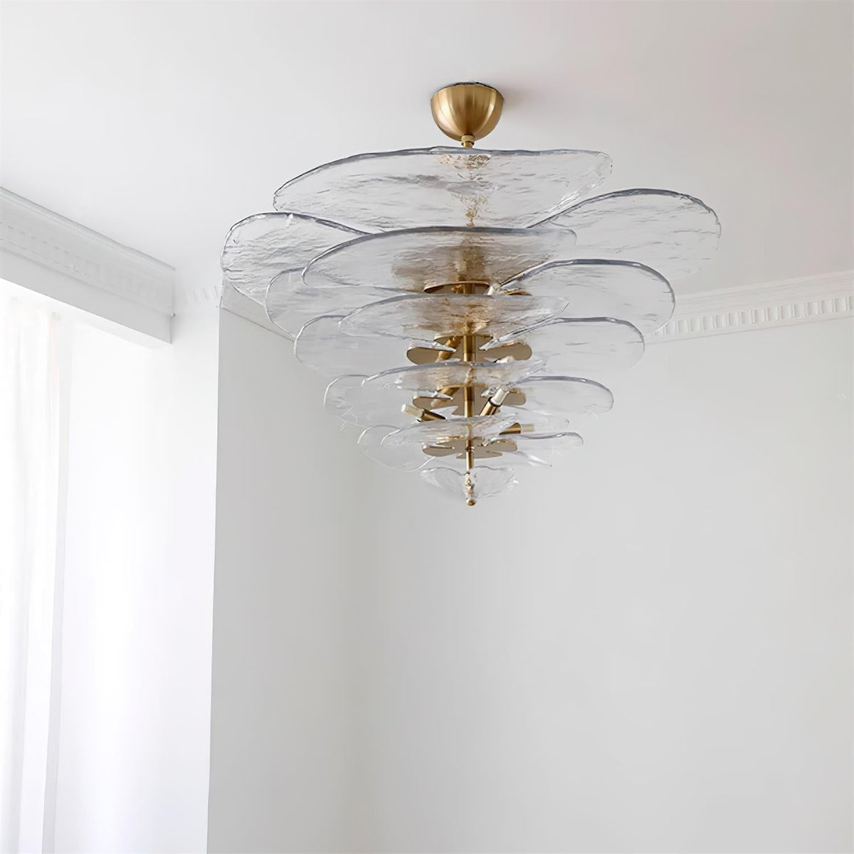 Resovon Chandelier Glass Contemporary Leaf Layered