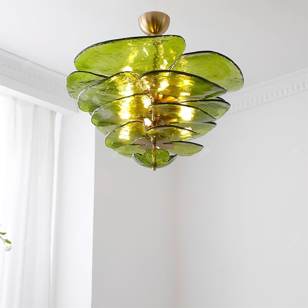 Resovon Chandelier Glass Contemporary Leaf Layered