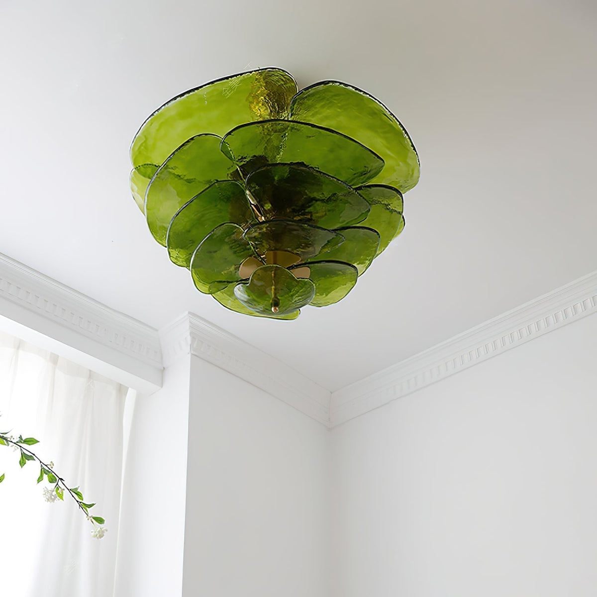 Resovon Chandelier Glass Contemporary Leaf Layered