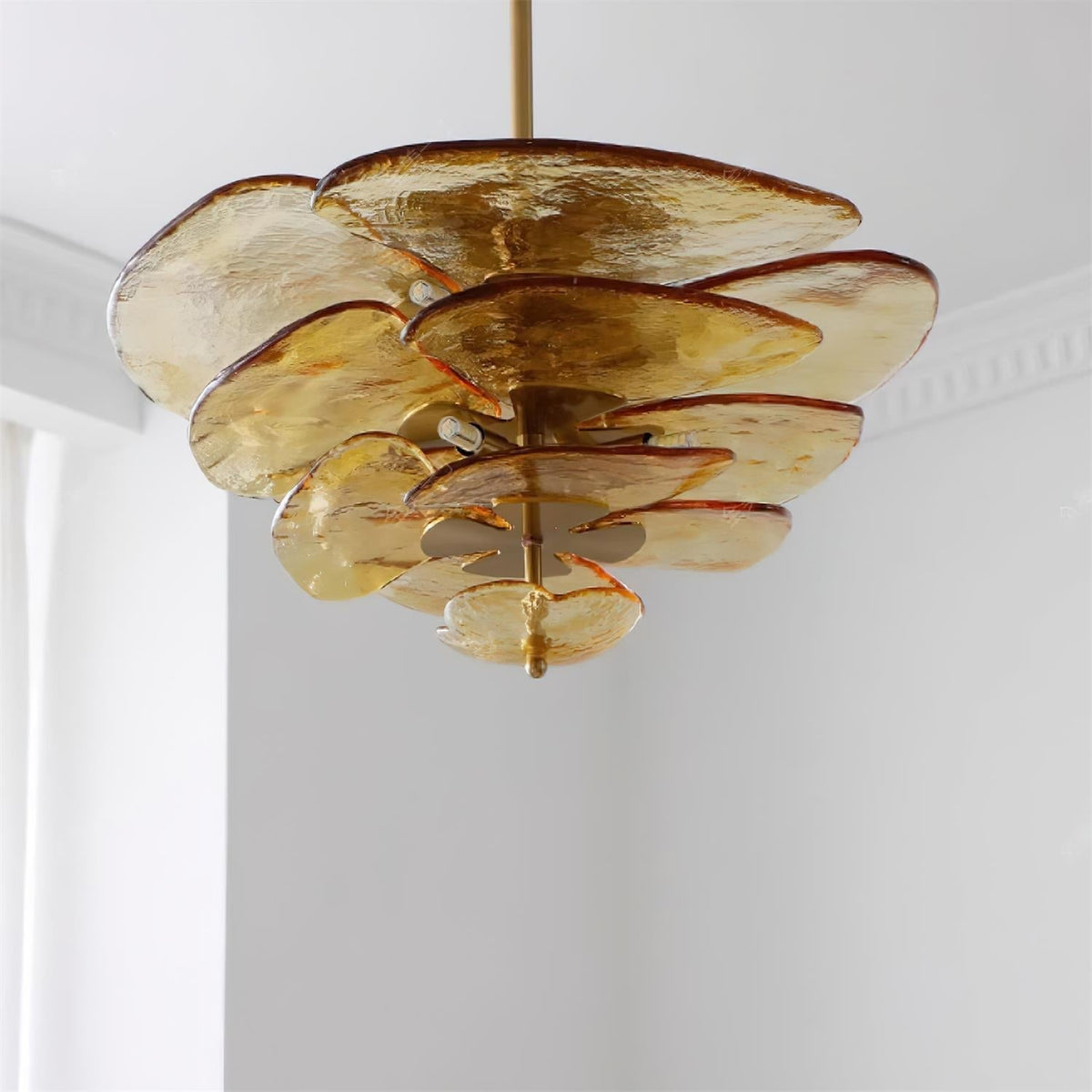 Resovon Chandelier Glass Contemporary Leaf Layered