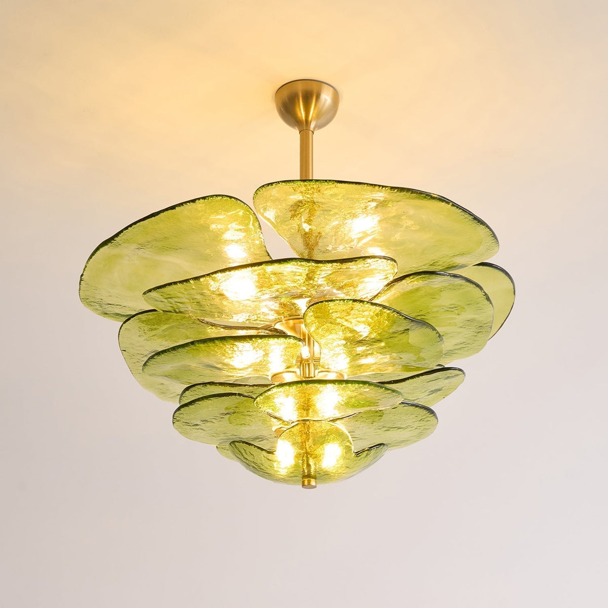 Resovon Chandelier Glass Contemporary Leaf Layered