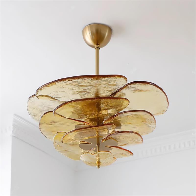 Resovon Chandelier Glass Contemporary Leaf Layered