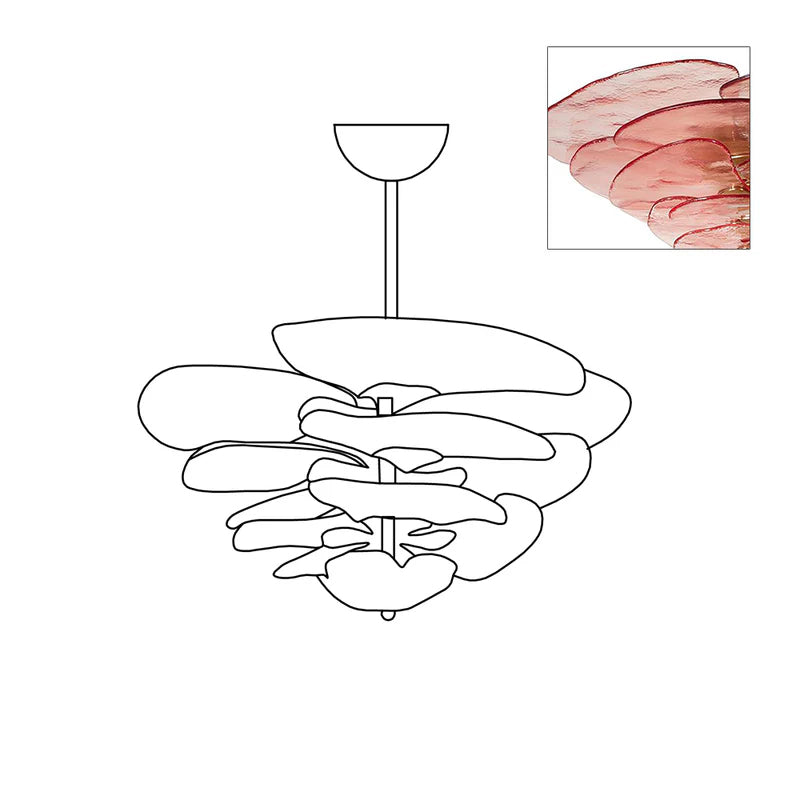 Resovon Chandelier Glass Contemporary Leaf Layered