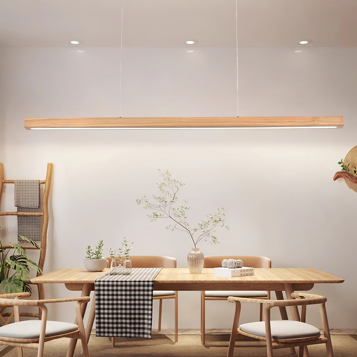 Rinalina Linear Minimalist Wood Pendant Light