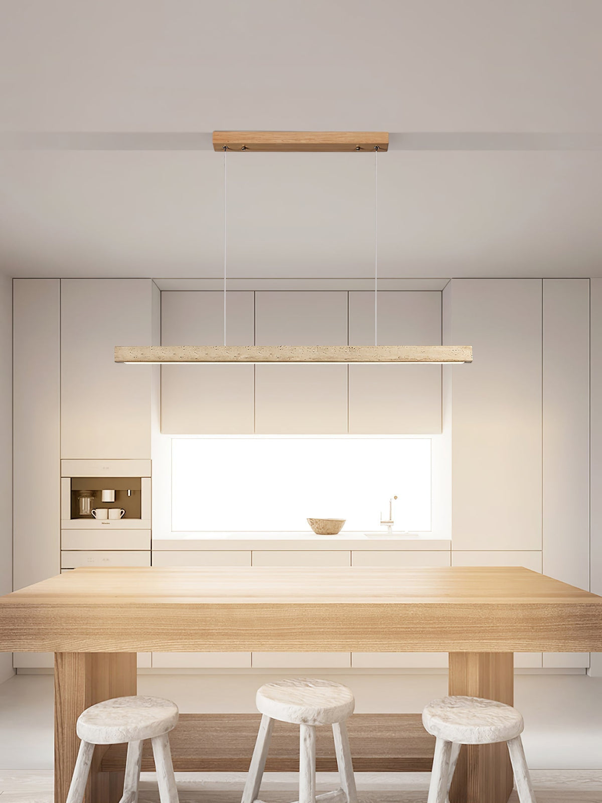 Lyven Minimalist Travertine Linear Pendant Light