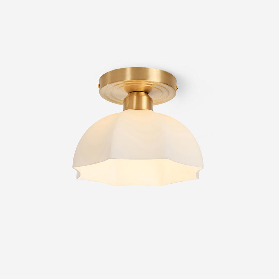 Veya Brass Base and Opal Glass Flush Mount Ceiling Light
