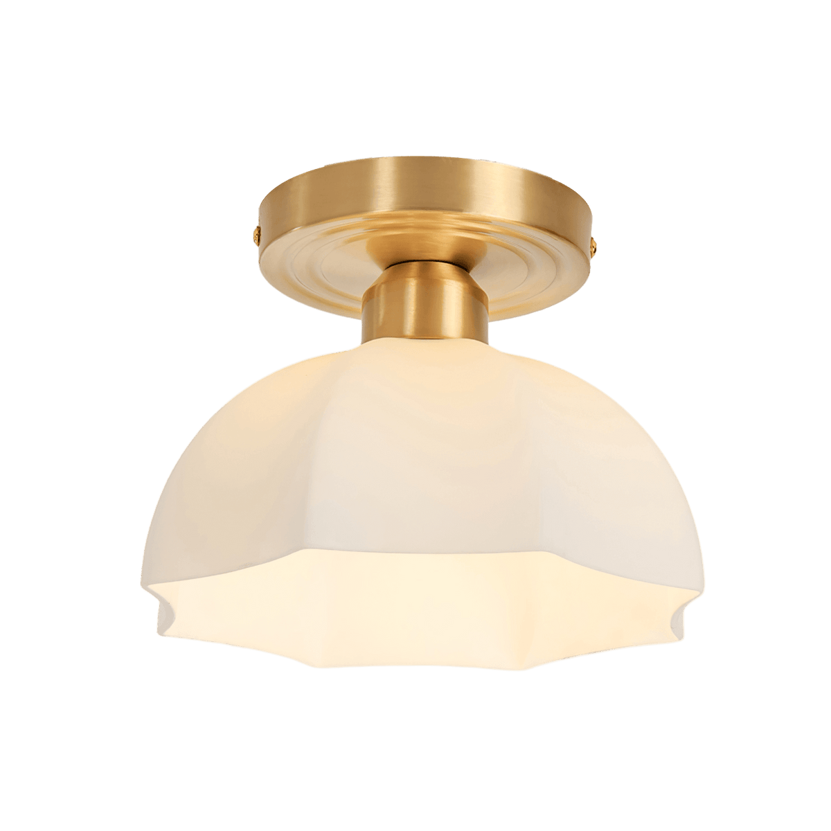 Veya Brass Base and Opal Glass Flush Mount Ceiling Light