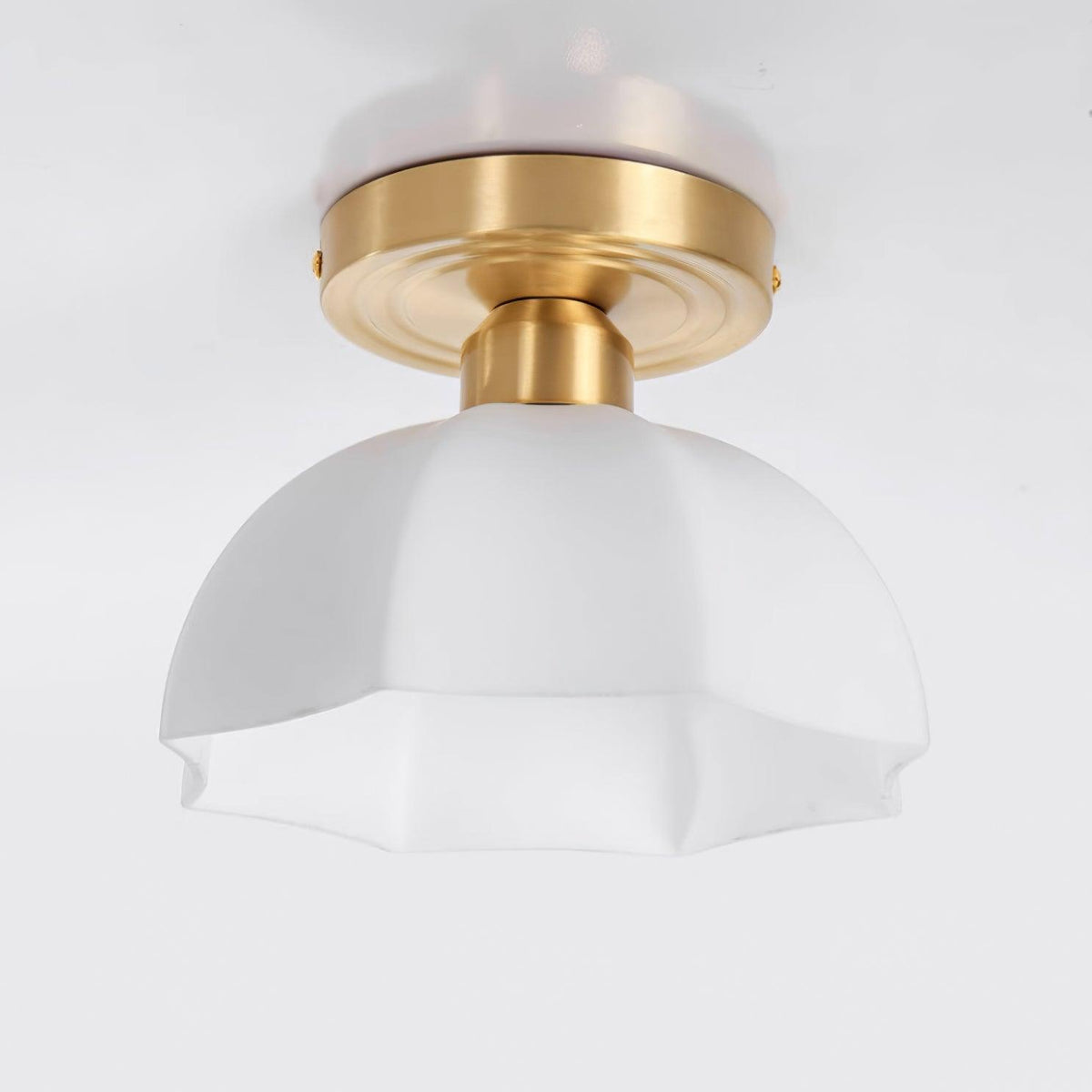 Veya Brass Base and Opal Glass Flush Mount Ceiling Light