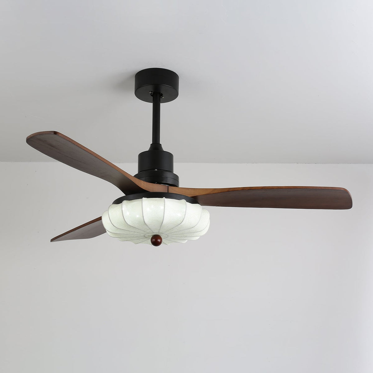 Ventra Vintage Glass Wood Ceiling Fan Light