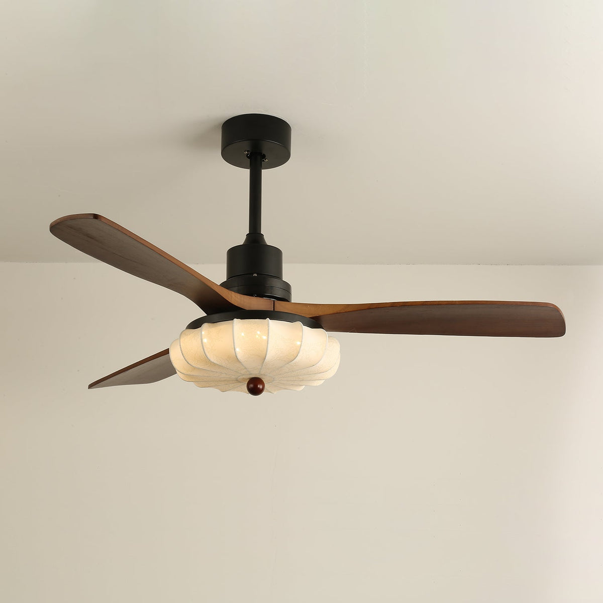Ventra Vintage Glass Wood Ceiling Fan Light
