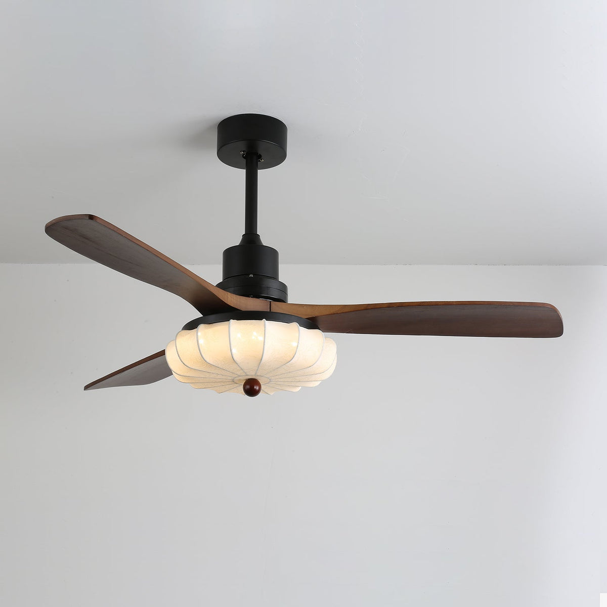 Ventra Vintage Glass Wood Ceiling Fan Light