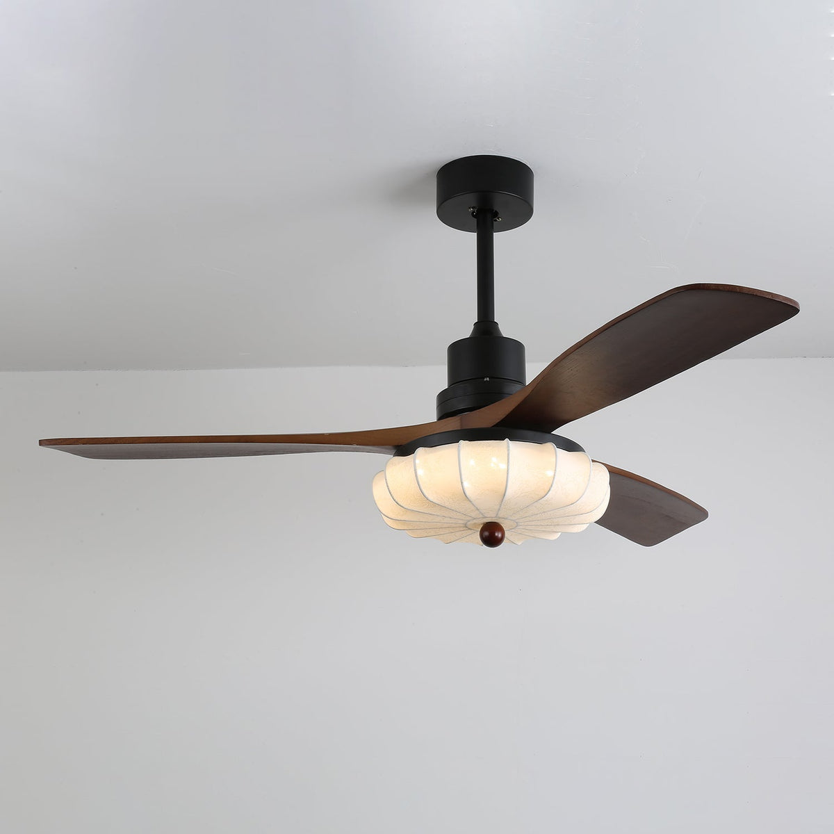 Ventra Vintage Glass Wood Ceiling Fan Light