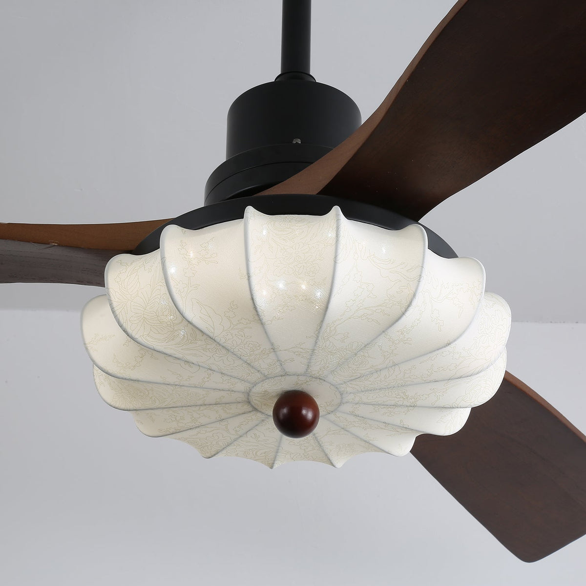 Ventra Vintage Glass Wood Ceiling Fan Light