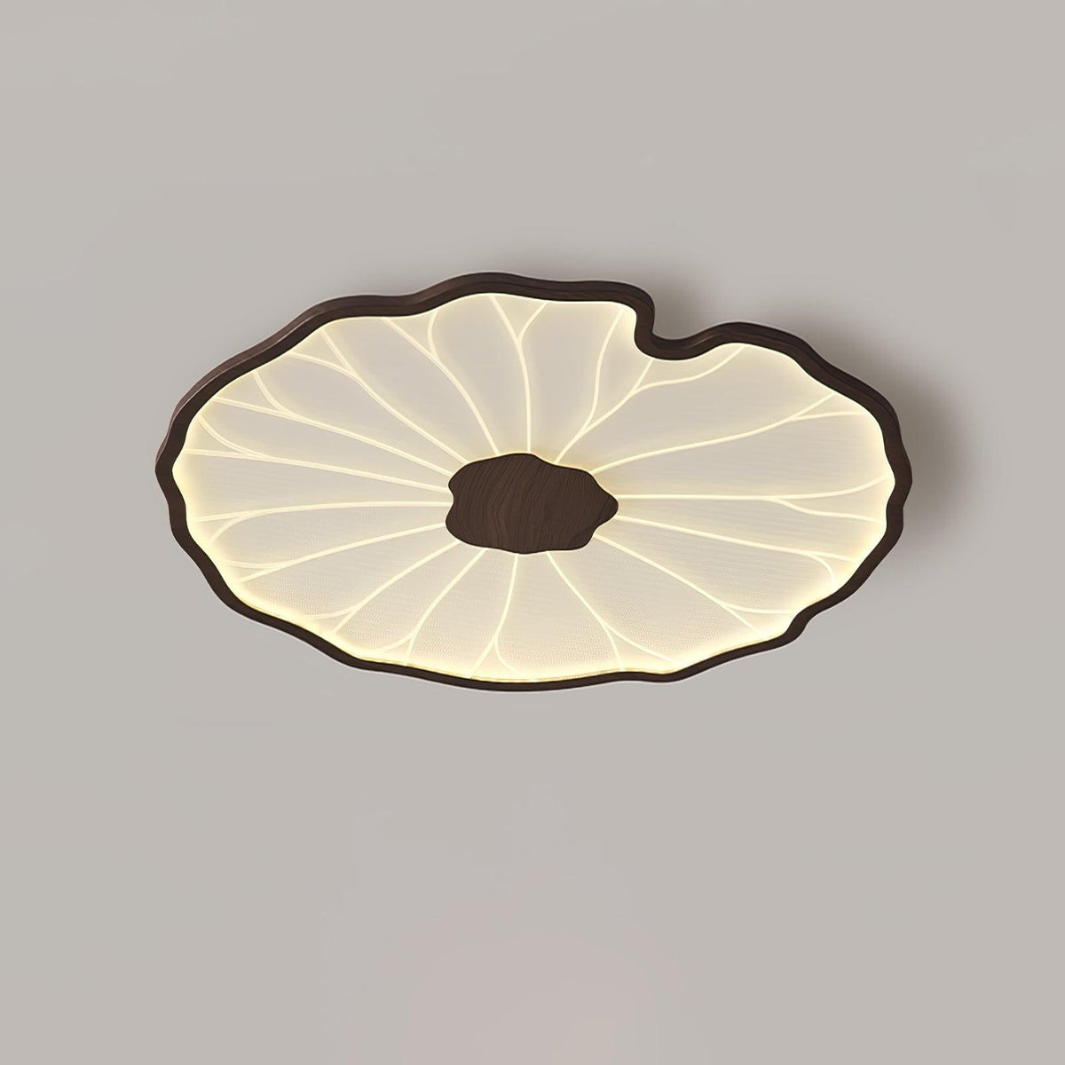 Rinorian Ceiling Lamp Lotus Leaf with Wooden Finish