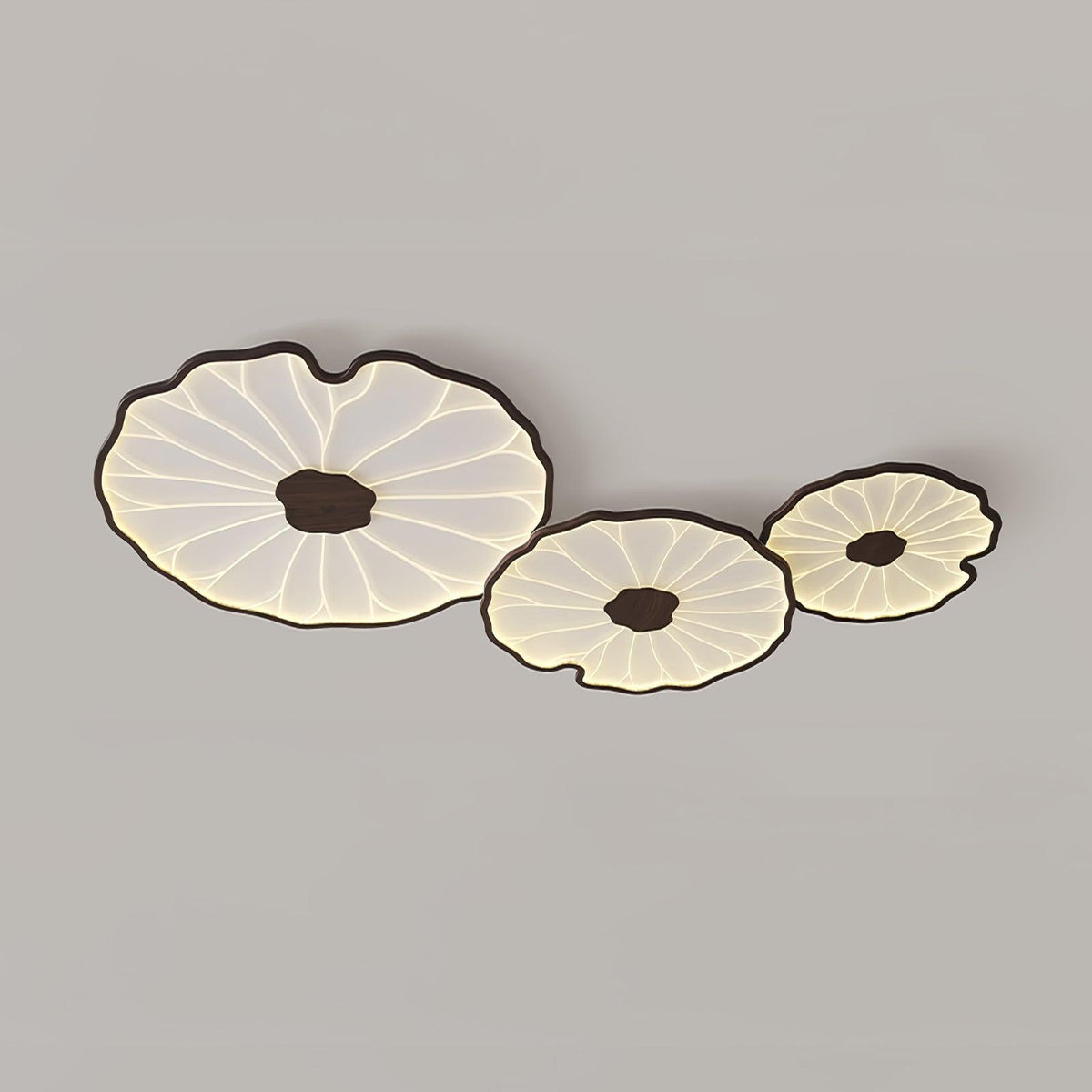 Rinorian Ceiling Lamp Lotus Leaf with Wooden Finish
