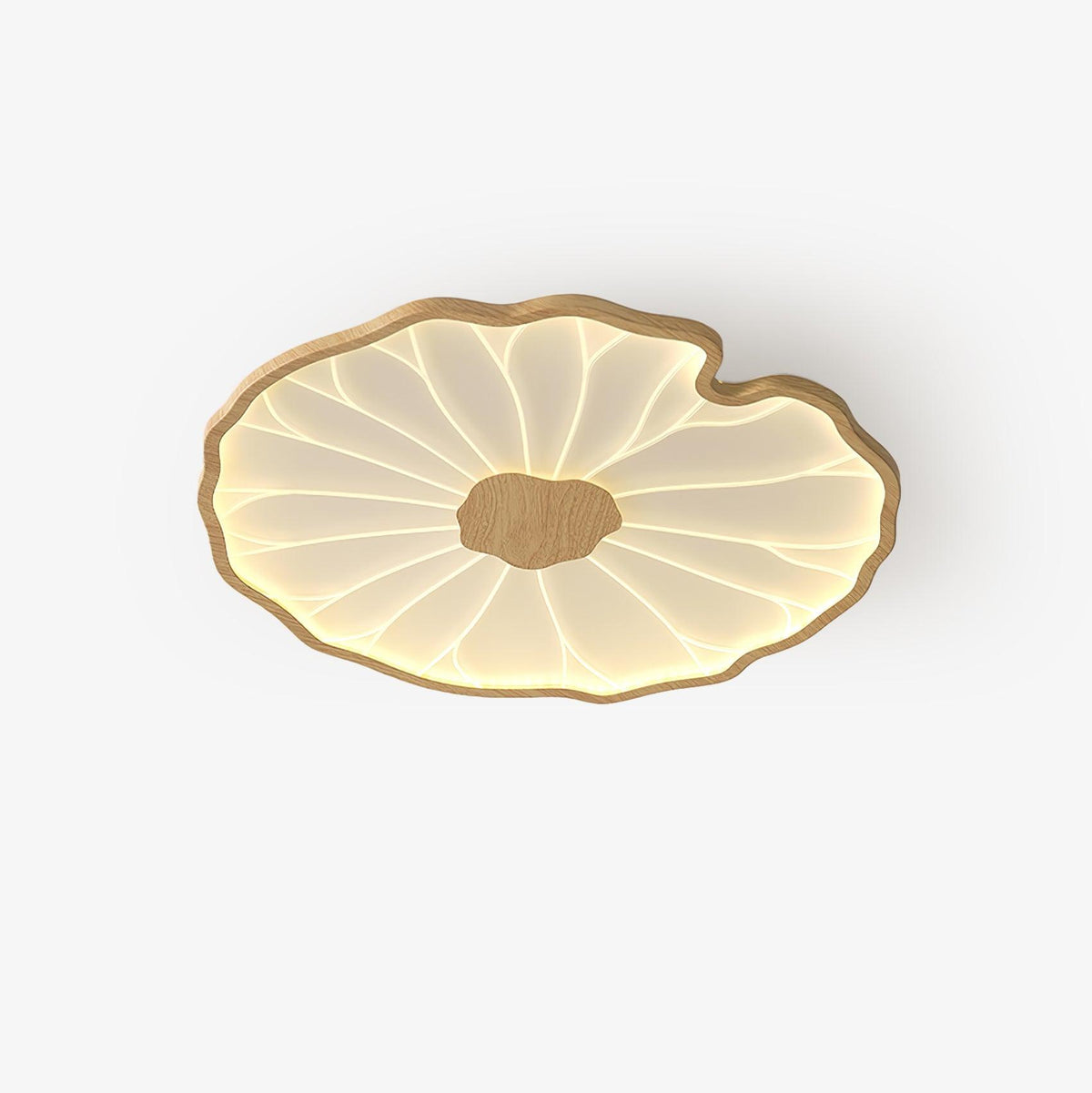 Rinorian Ceiling Lamp Lotus Leaf with Wooden Finish