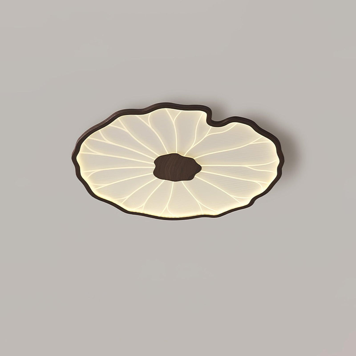 Rinorian Ceiling Lamp Lotus Leaf with Wooden Finish