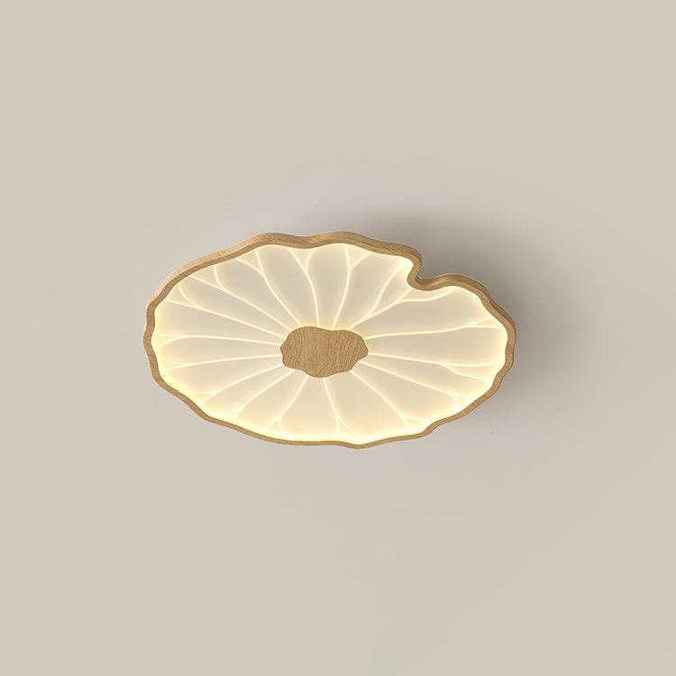 Rinorian Ceiling Lamp Lotus Leaf with Wooden Finish