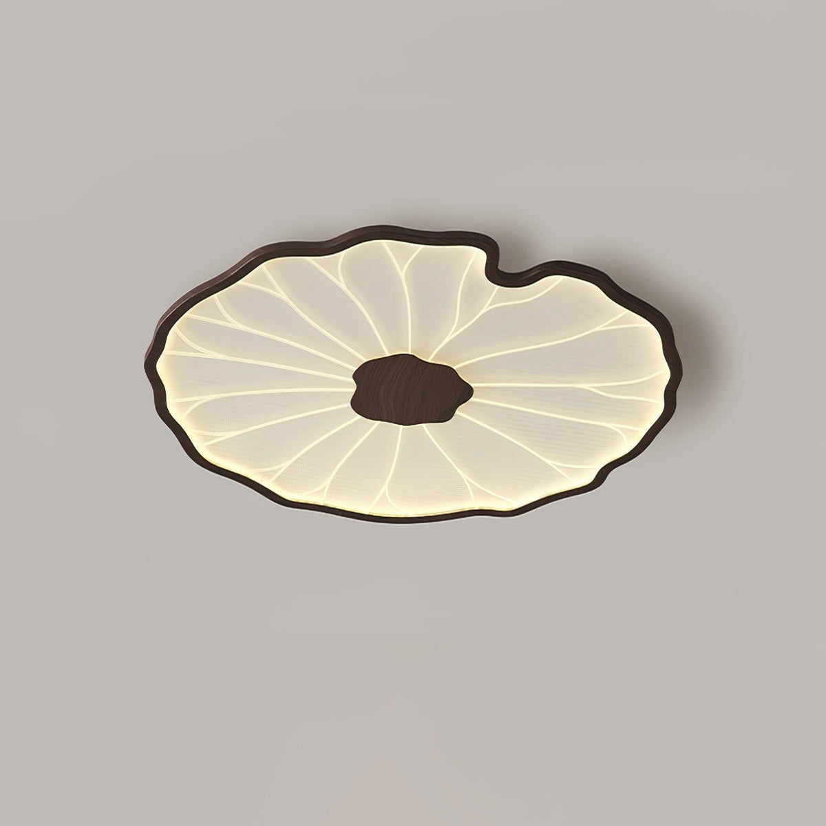 Rinorian Ceiling Lamp Lotus Leaf with Wooden Finish