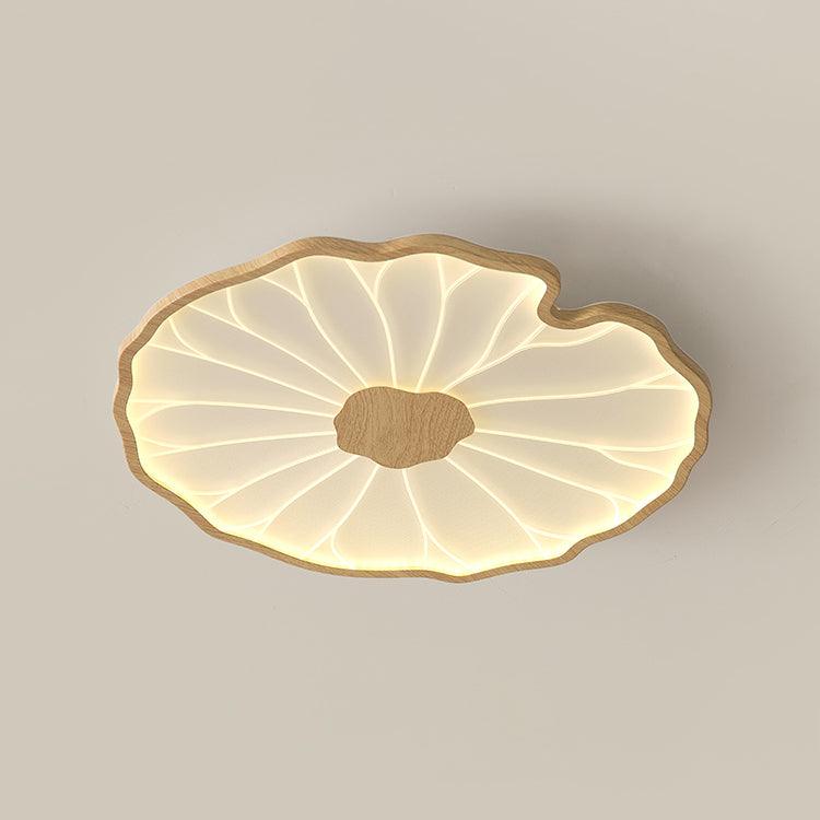 Rinorian Ceiling Lamp Lotus Leaf with Wooden Finish