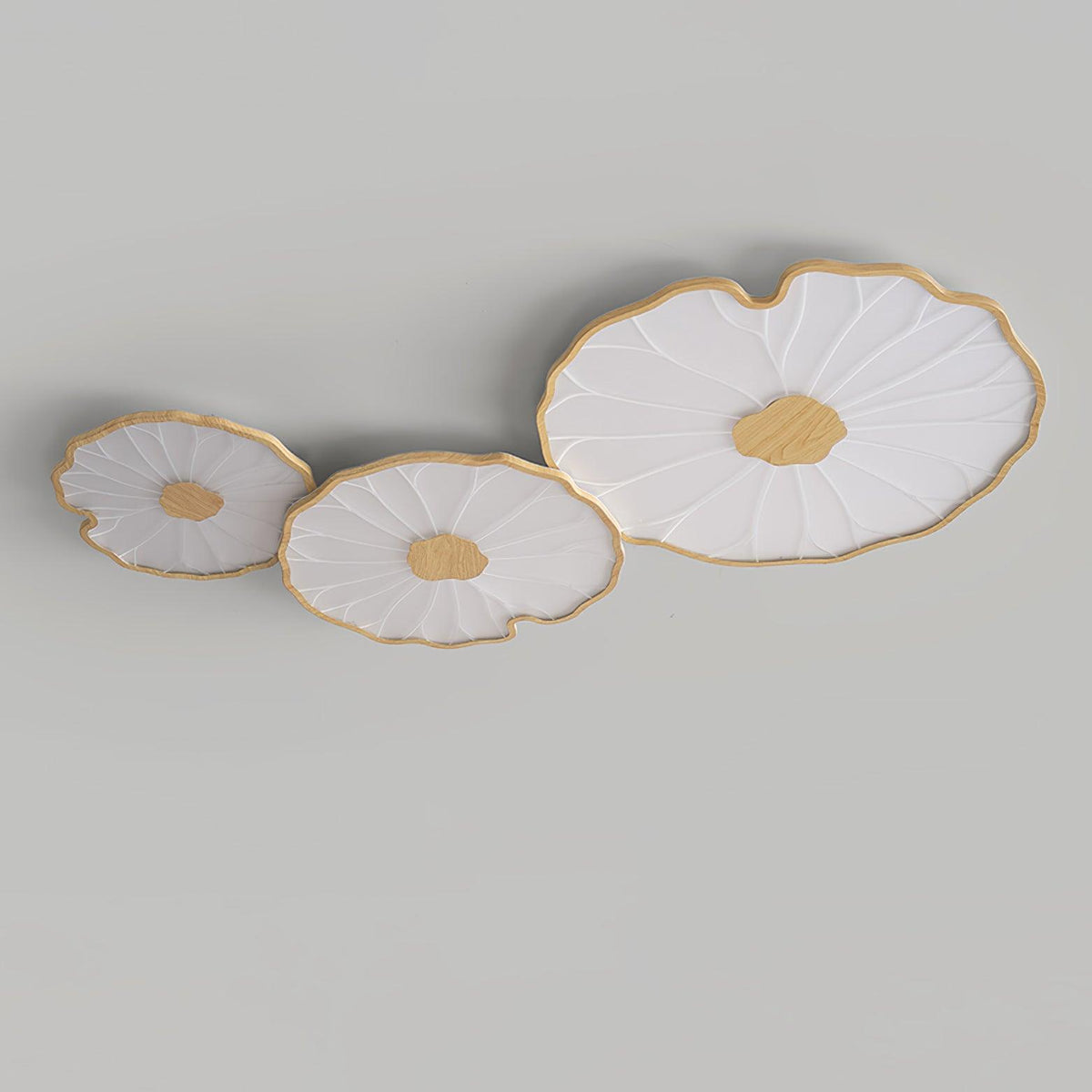 Rinorian Ceiling Lamp Lotus Leaf with Wooden Finish