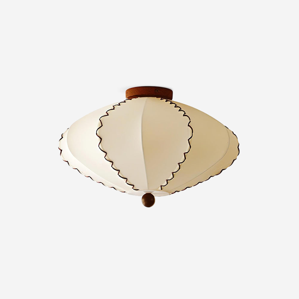 Colette Beige Fabric Wood Ceiling Light