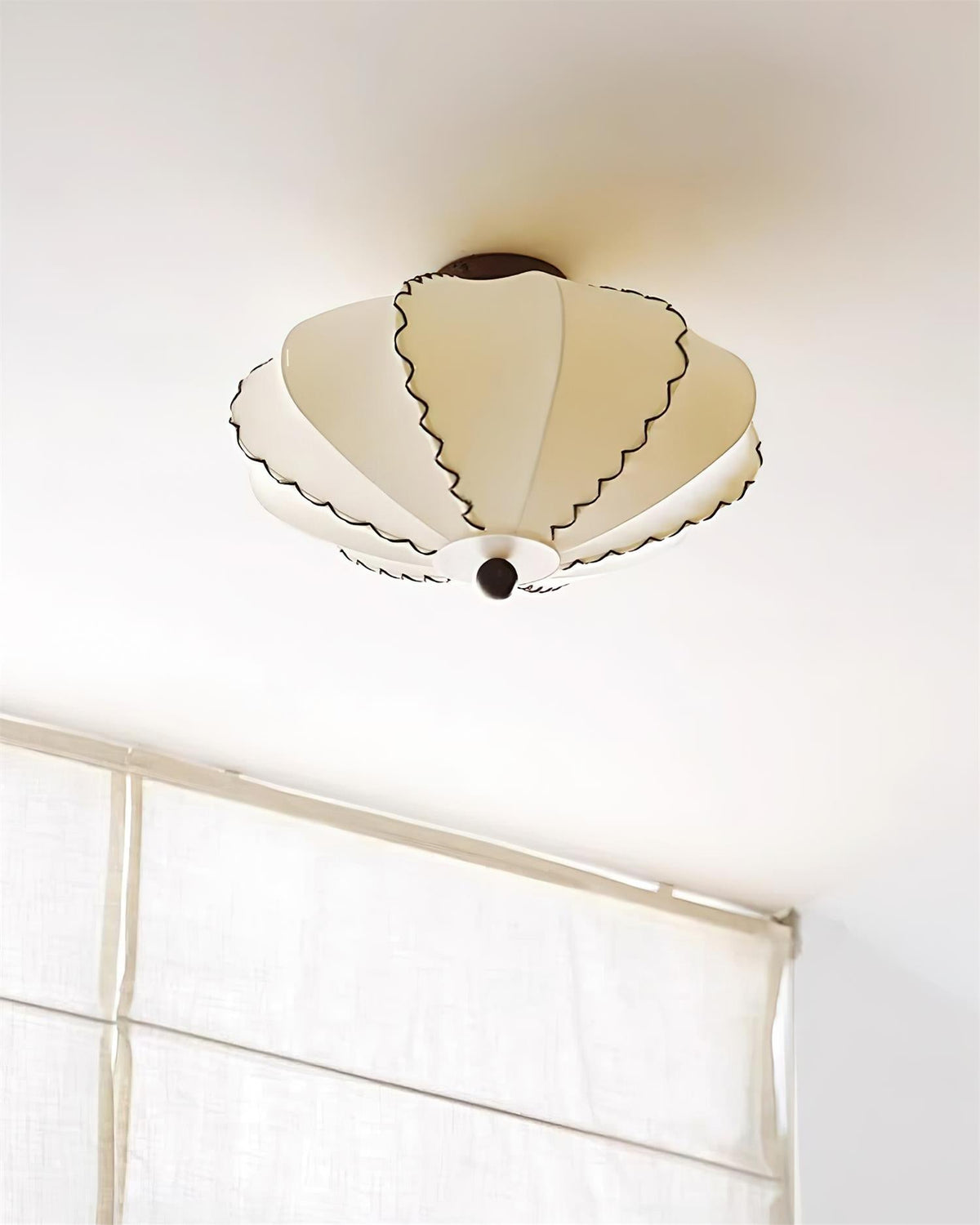 Colette Beige Fabric Wood Ceiling Light
