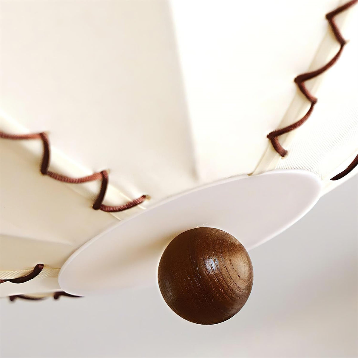 Colette Beige Fabric Wood Ceiling Light