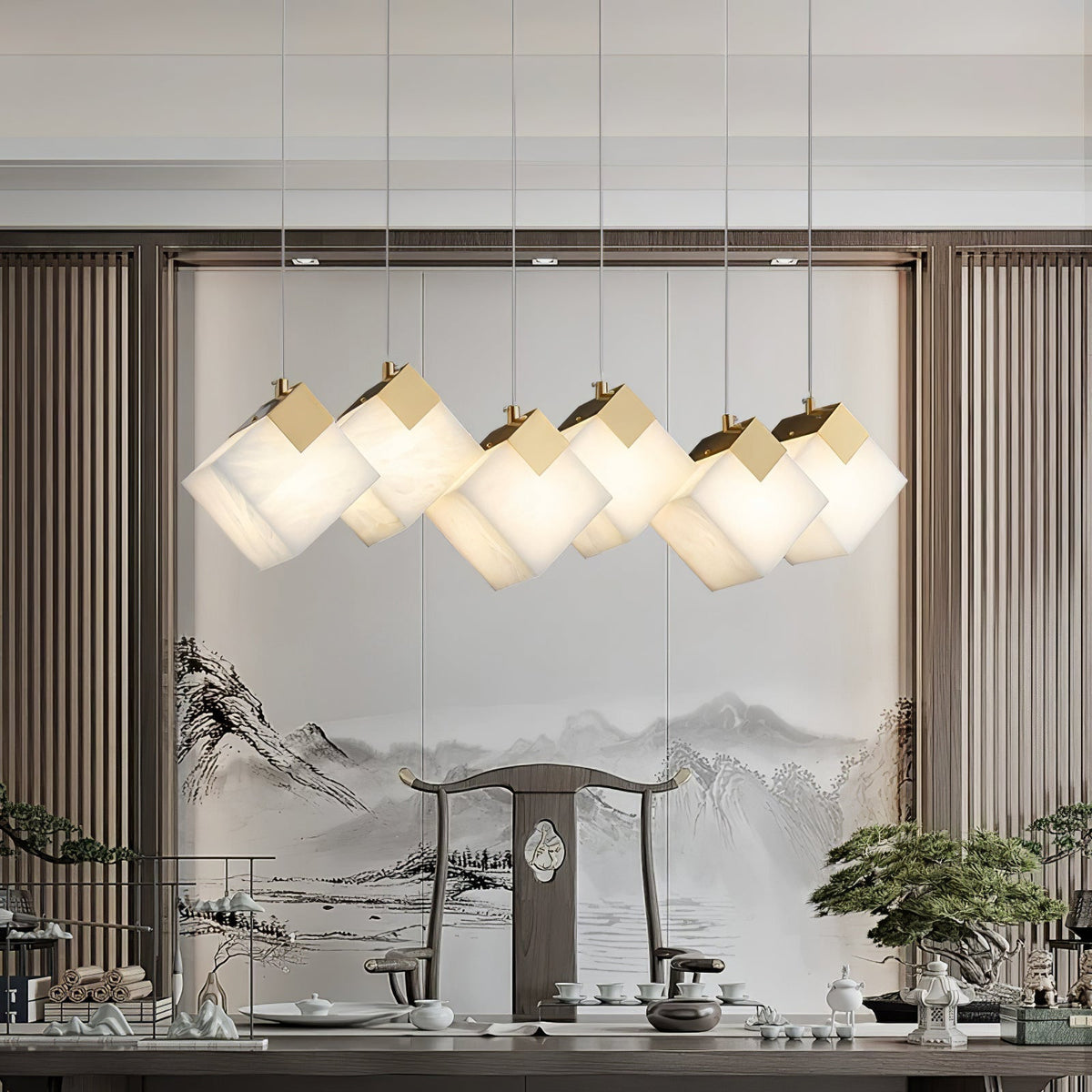 Vevariel Linear Alabaster Pendant Light