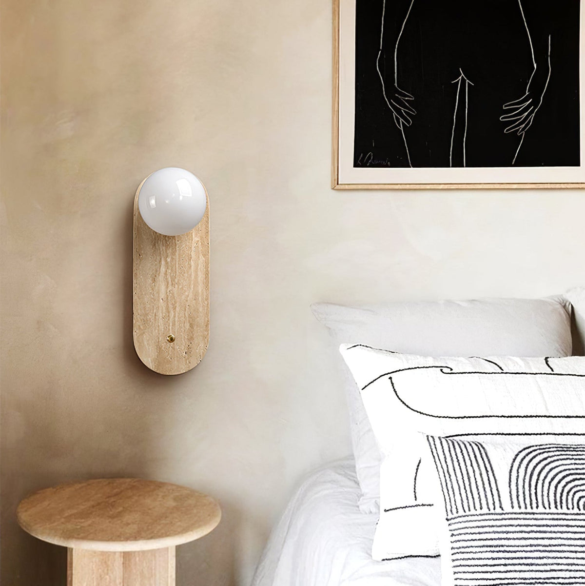 Aurevon Minimalist Travertine Wall Light