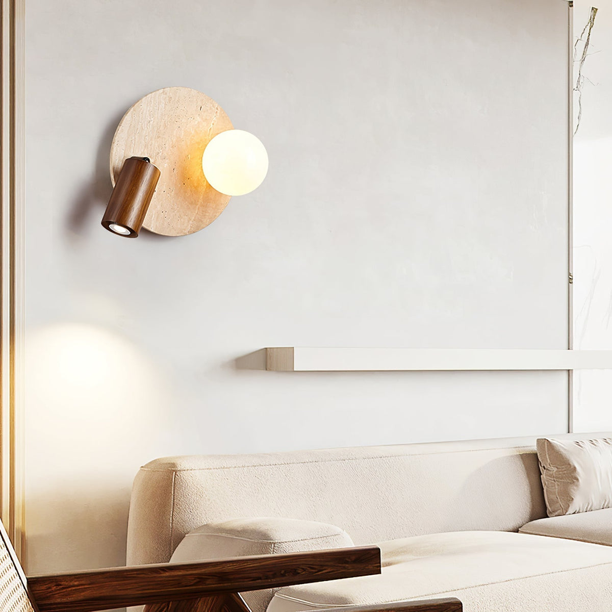 Armara Travertine Disc Wall Light