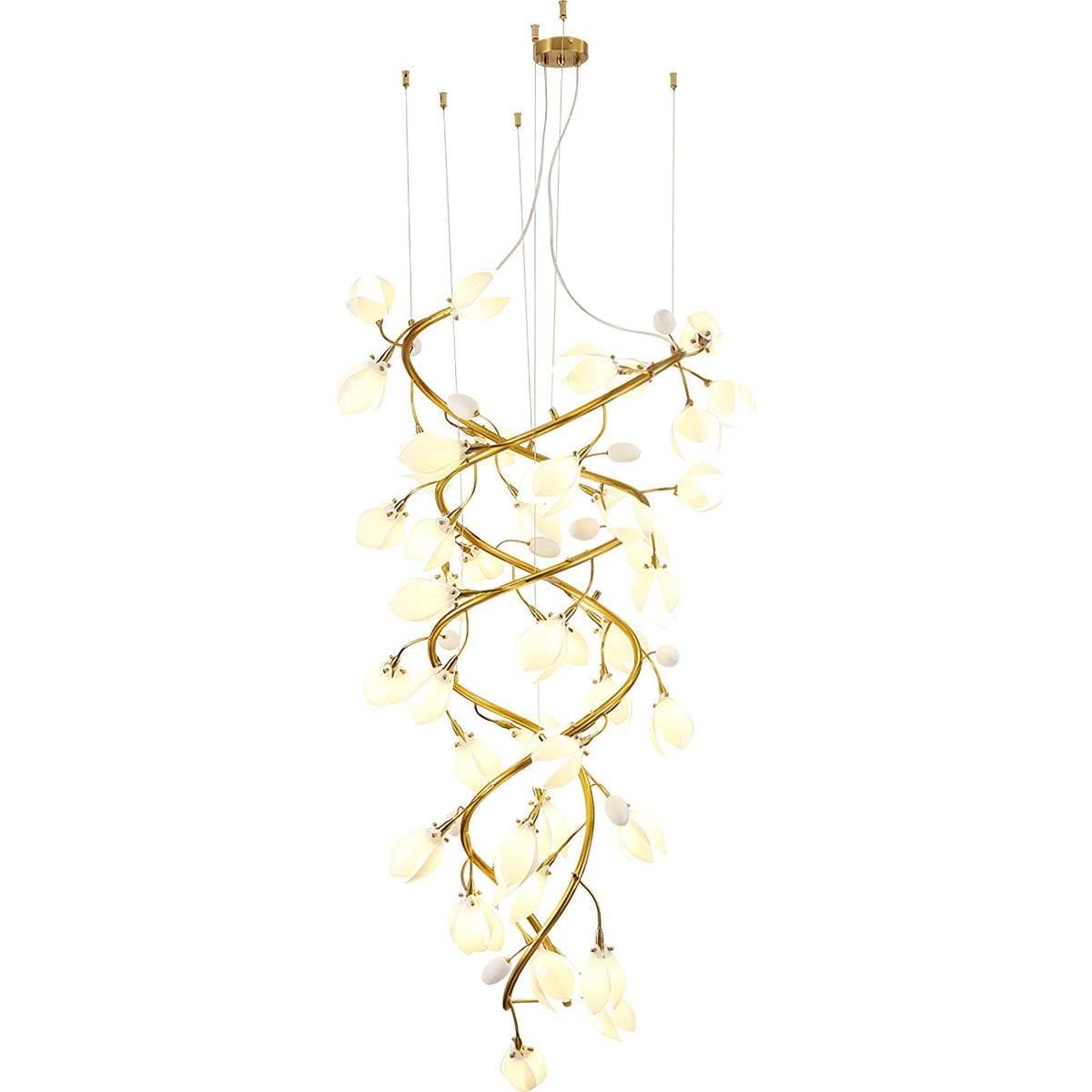 Evene Spiral Ceramic Brass Chandelier