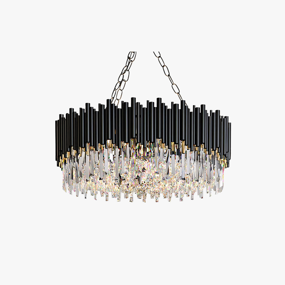 Bomuver Industrial Cylindrical Crystal/Metal Chandeliers Black Living Room