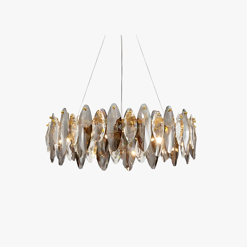 Wadotor Crystal Chandelier LED Elliptical Glass/Metal Gold Living Room